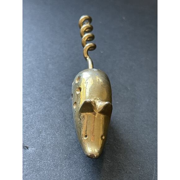 Vintage Brass Metal Pig Piglet Cork Screw 4" Barware Cocktail Whimsy Wine - Picture 4 of 5